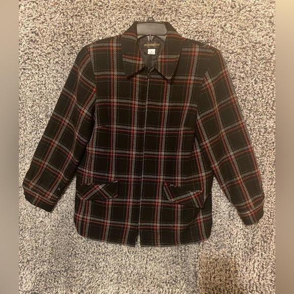 Vintage Requirements Womens 12 Size Blazer Red Black Plaid Zip Up Pockets - Picture 5 of 6